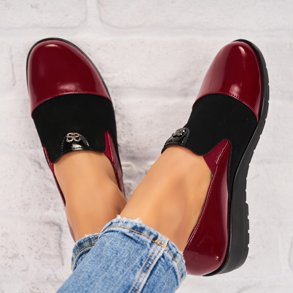 Poze Pantofi dama casual Bordo din Piele Ecologica Lacuita Liv