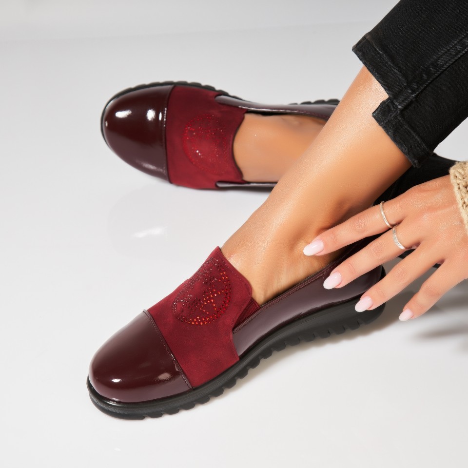 Poze Pantofi dama casual Bordo din Piele Ecologica Lacuita Lukia