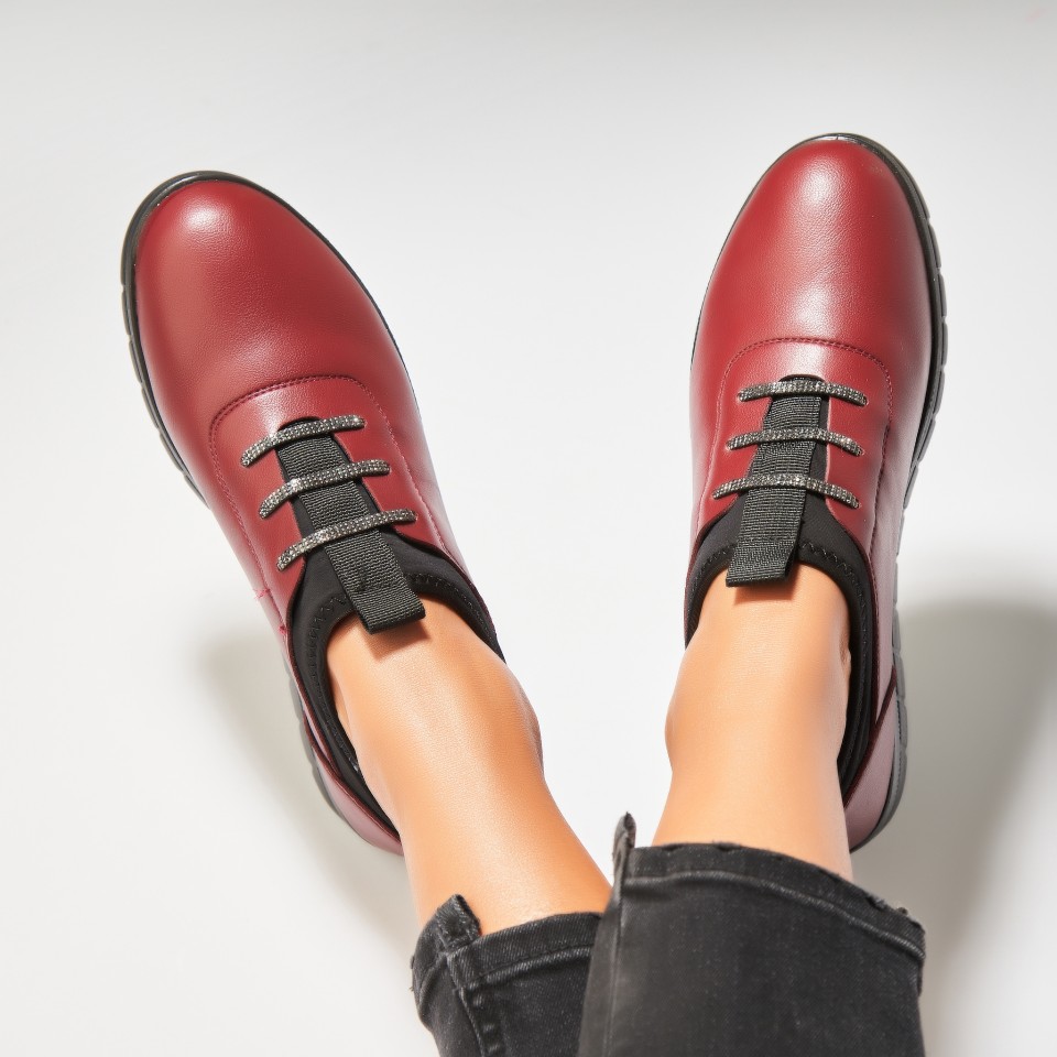 Poze Pantofi dama casual Bordo din Piele Ecologica Sharvi