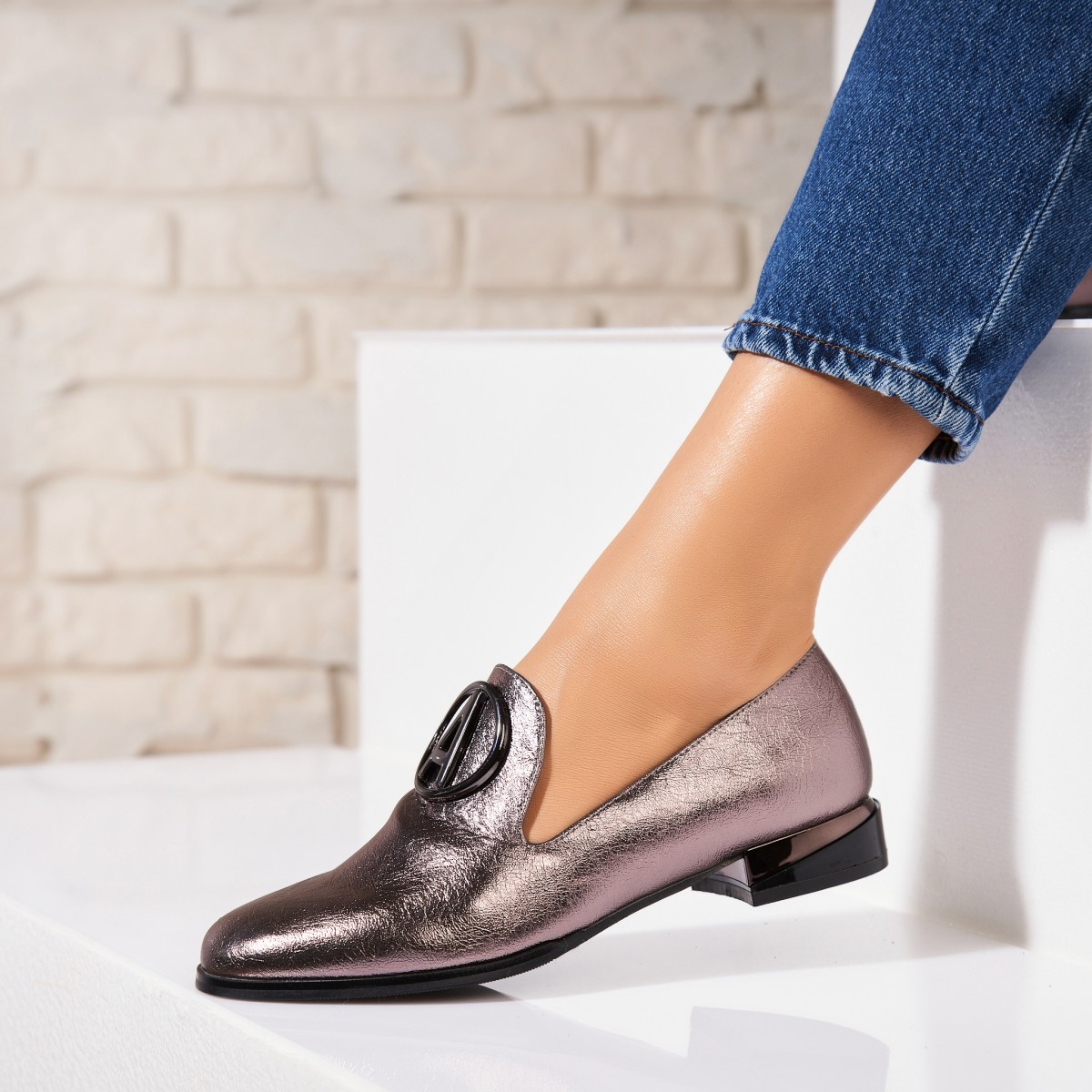 Poze Pantofi dama casual Bronz din Piele Ecologica Sabria