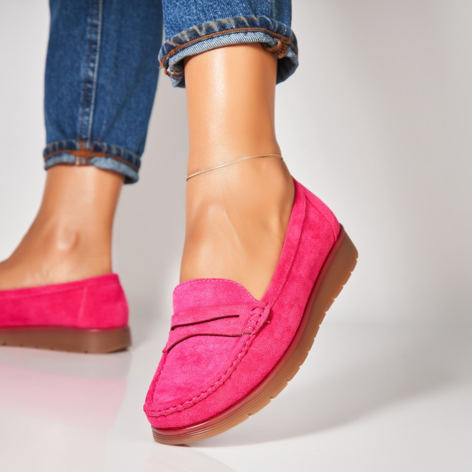 Pantofi dama casual Fucsia din Piele Ecologica Intoarsa Lulia A7262