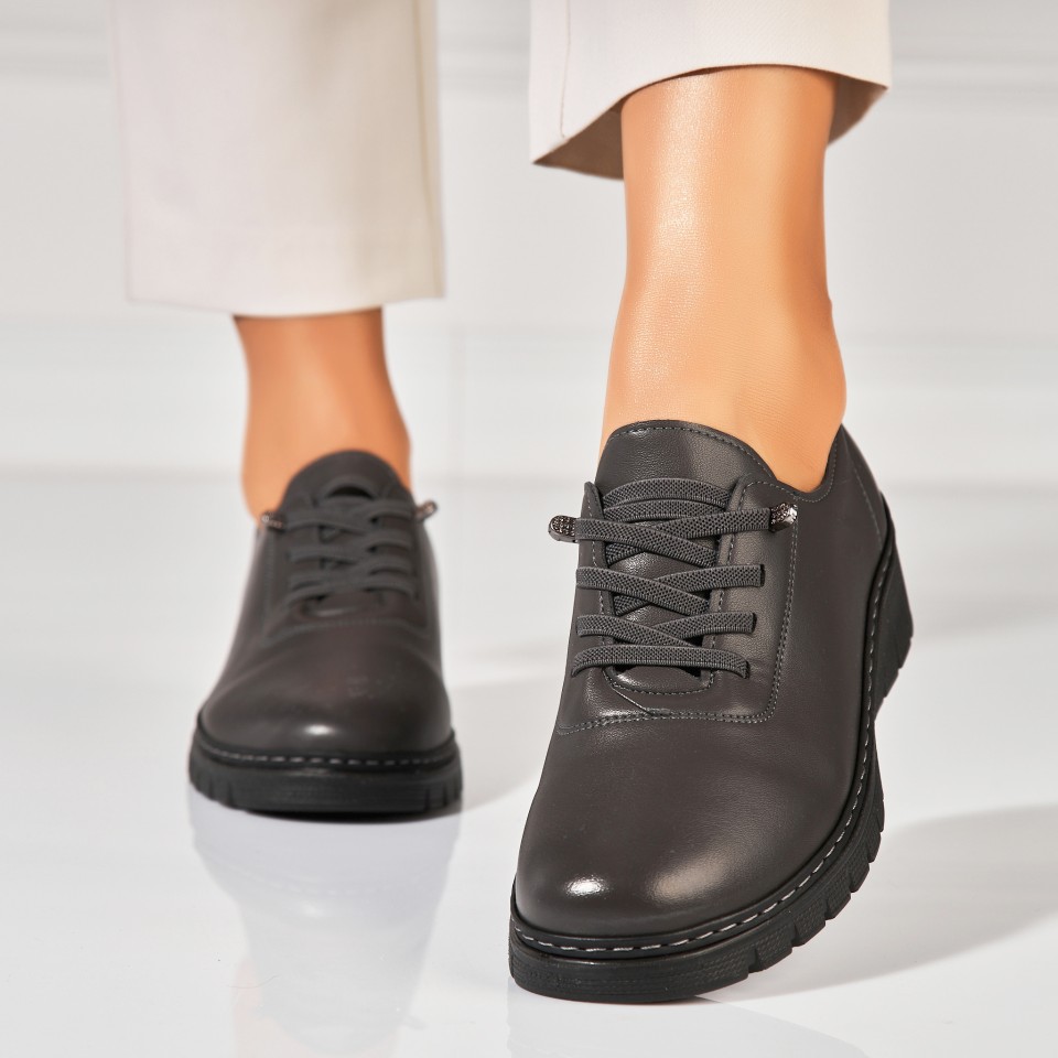 Poze Pantofi dama casual Gri din Piele Ecologica Peony