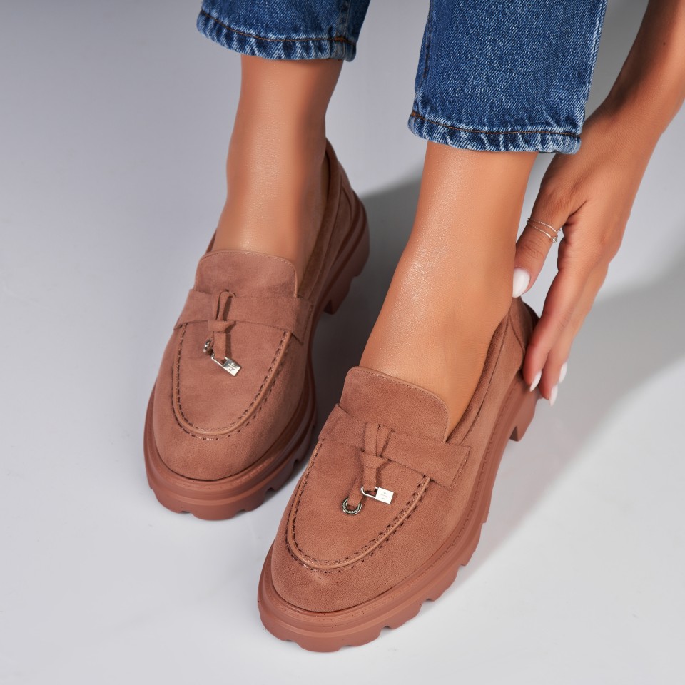 Poze Pantofi dama casual Kaki din Piele Ecologica Intoarsa Sanvi