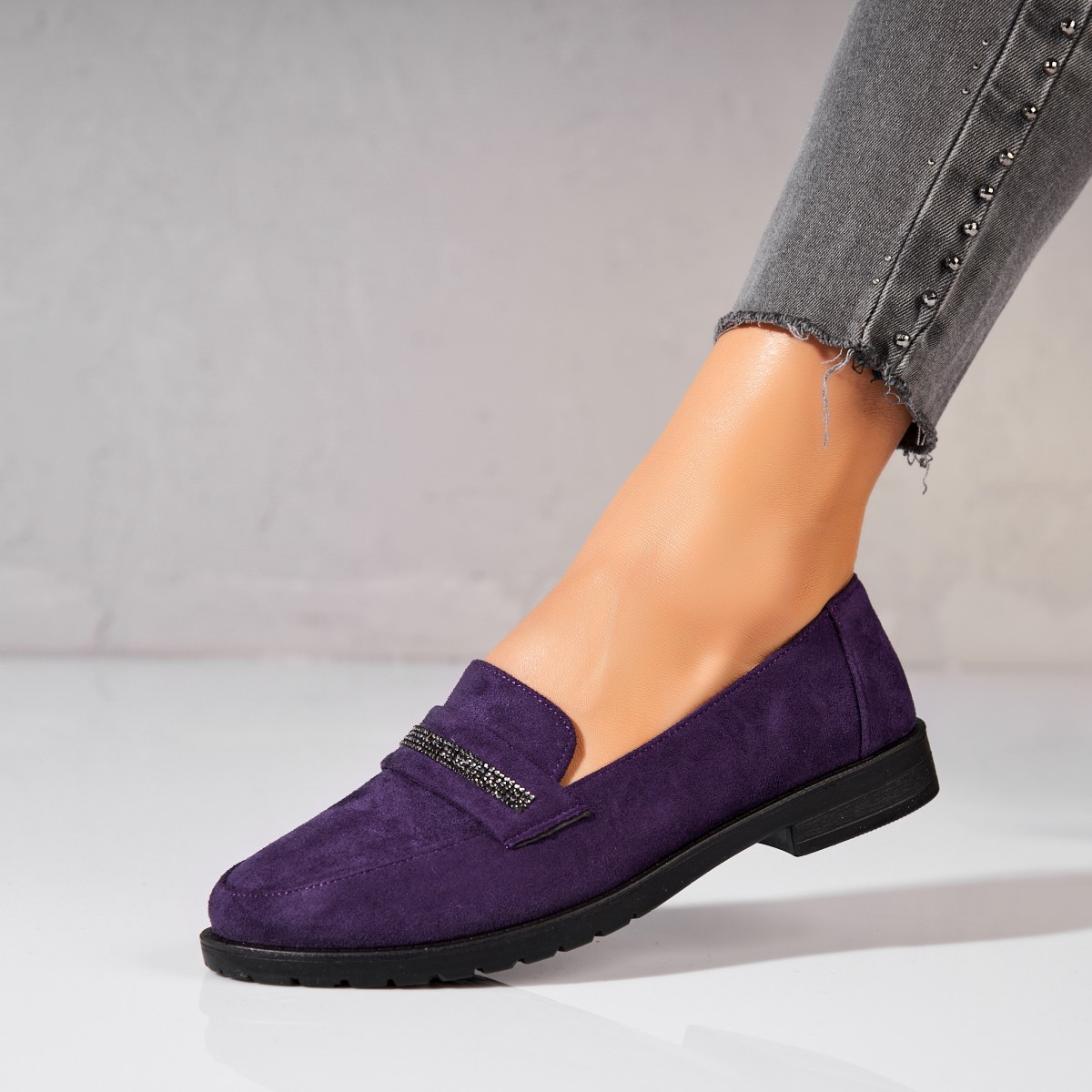 Poze Pantofi dama casual Mov din Piele Ecologica Intoarsa Jessly