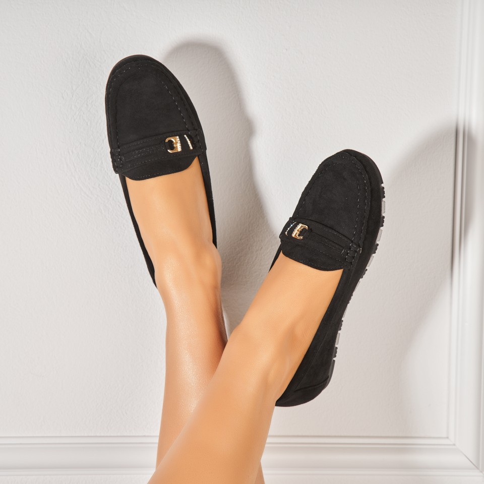 Poze Pantofi dama casual Negri din Piele Ecologica Intoarsa Atley