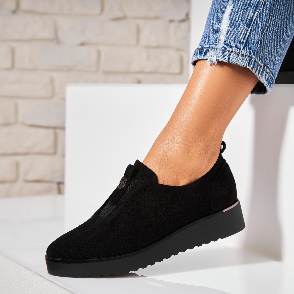 Poze Pantofi dama casual Negri din Piele Ecologica Intoarsa Sira2