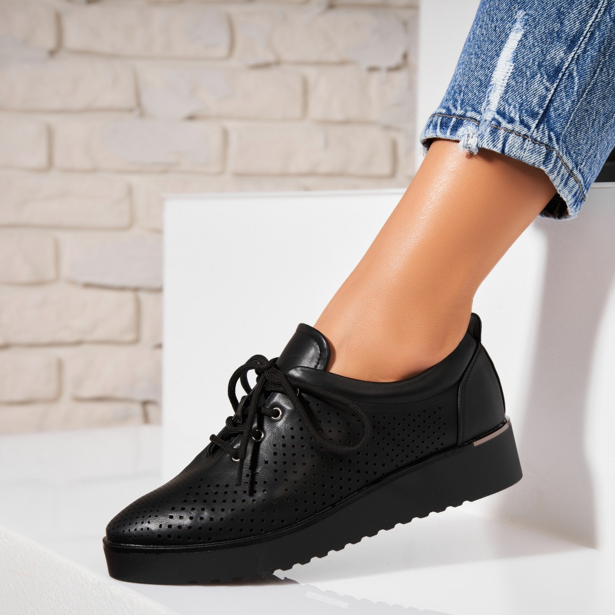 Poze Pantofi dama casual Negri din Piele Ecologica Jenin