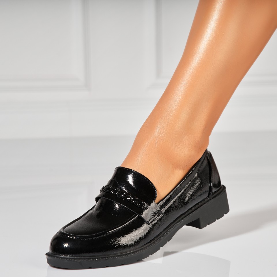 Poze Pantofi dama casual Negri din Piele Ecologica Lacuita Kainon