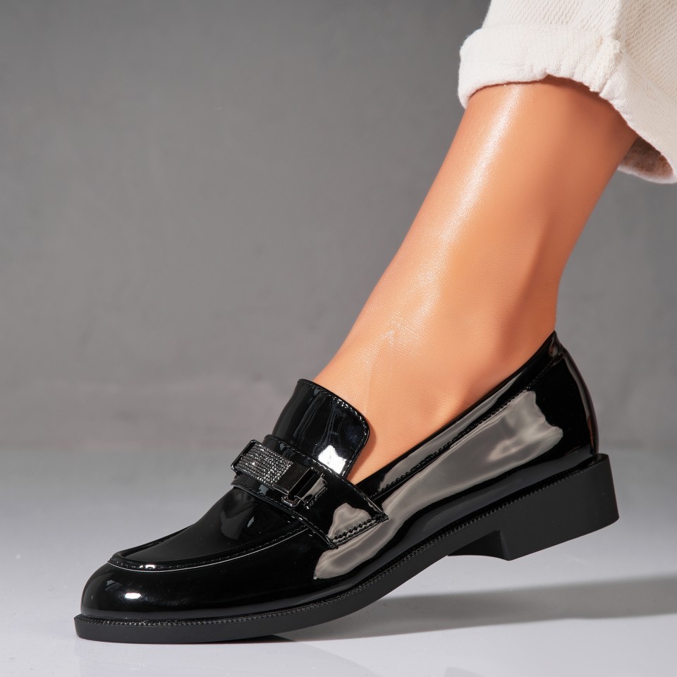 Poze Pantofi dama casual Negri din Piele Ecologica Lacuita Mireya