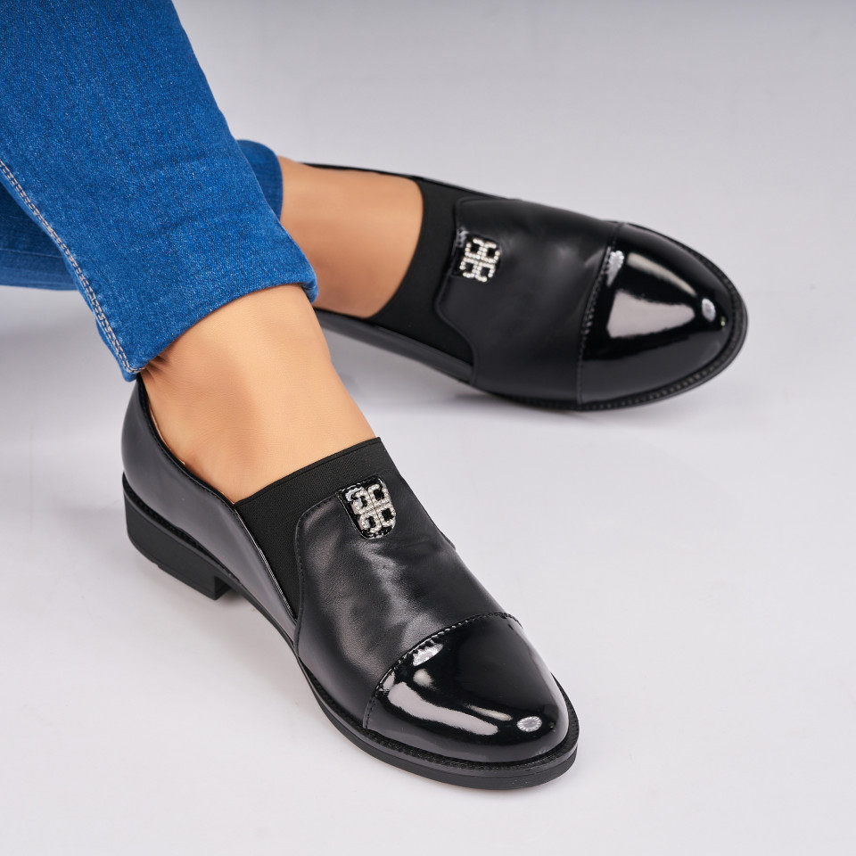 Poze Pantofi dama casual Negri din Piele Ecologica Lacuita Wasey