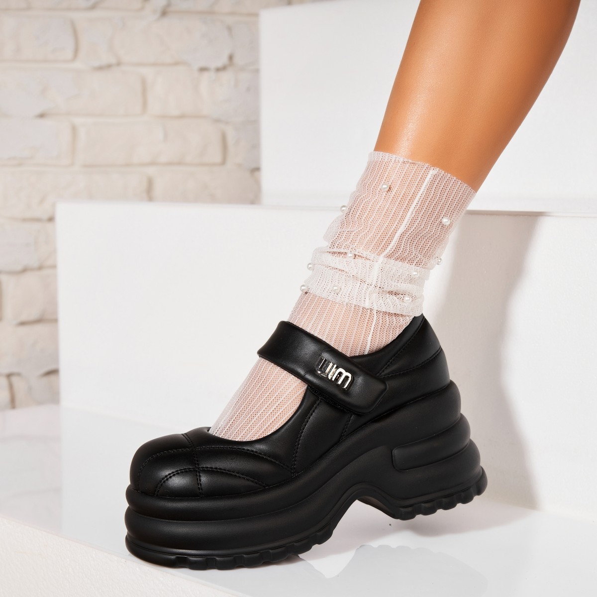 Poze Pantofi dama casual Negri din Piele Ecologica Luffy