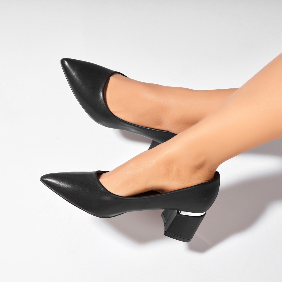 Poze Pantofi dama cu toc Negri din Piele Ecologica Brycin