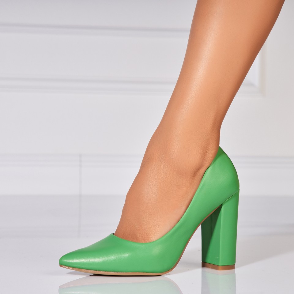 Poze Pantofi dama cu toc Verzi din Piele Ecologica Ikaia