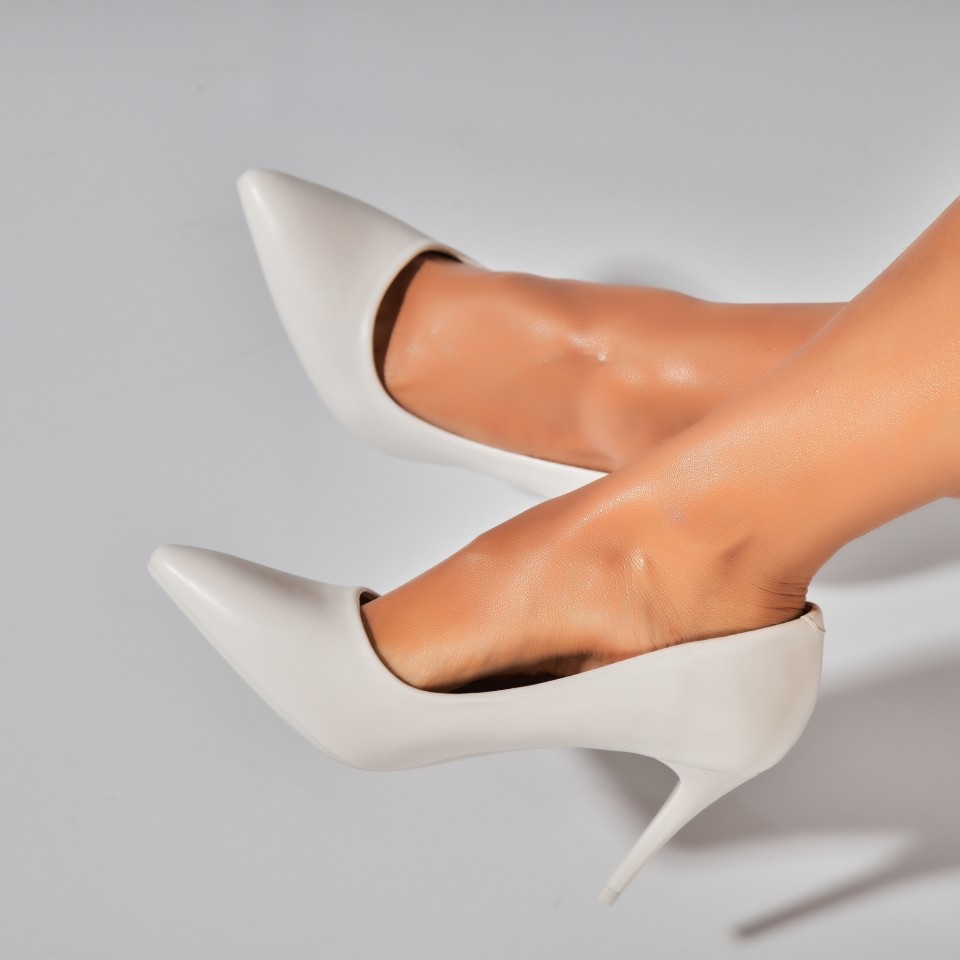 Poze Pantofi dama stiletto Albi din Piele Ecologica Khaza