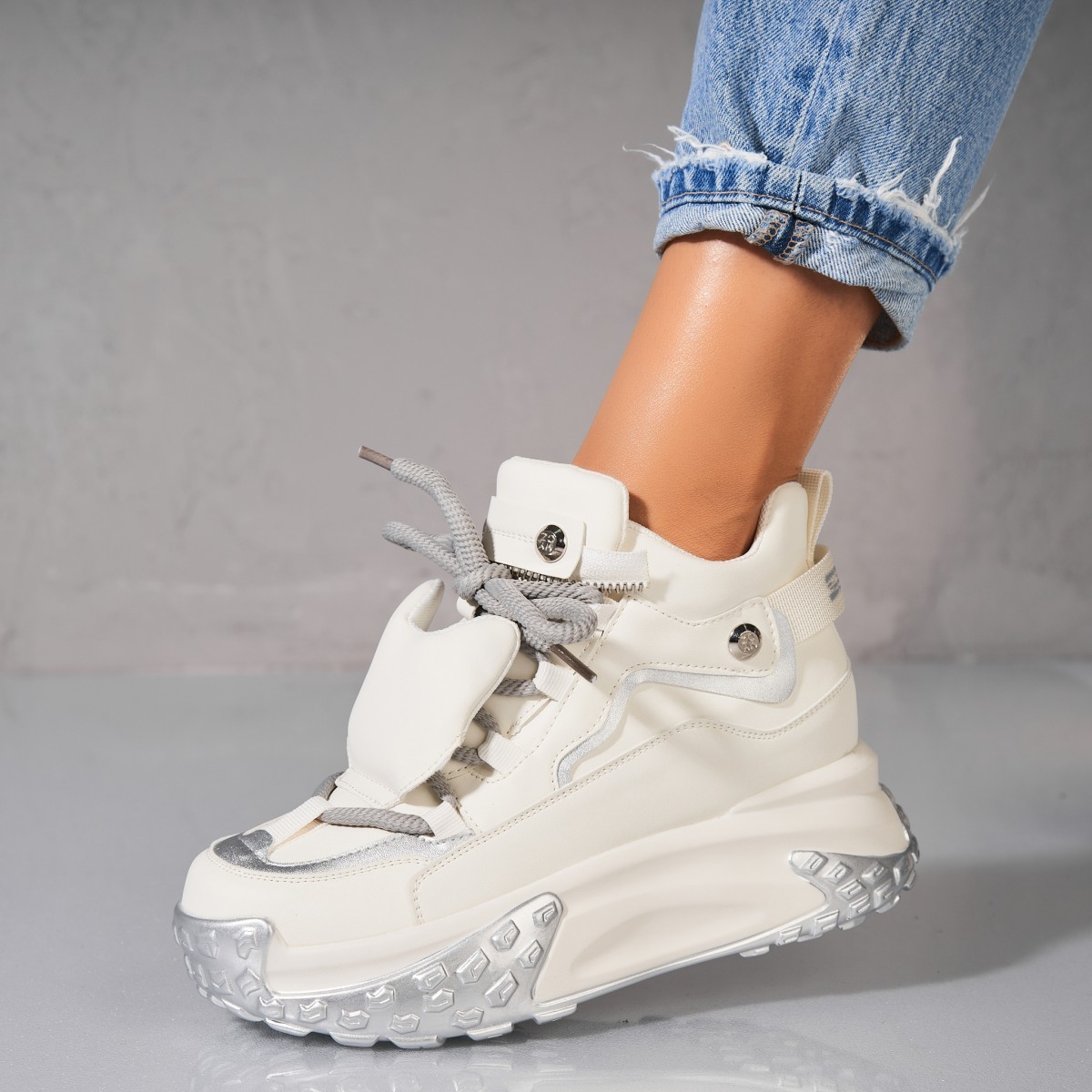 Poze Sneakersi dama Piele Ecologica Albi Zalina