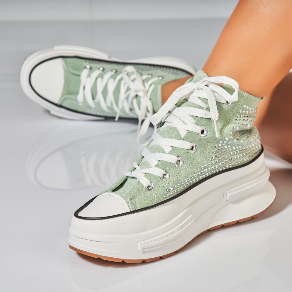 Poze Sneakersi dama Piele Ecologica Intoarsa Verzi Anay