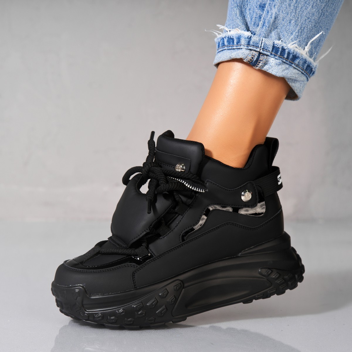 Poze Sneakersi dama Piele Ecologica Negri Zalina