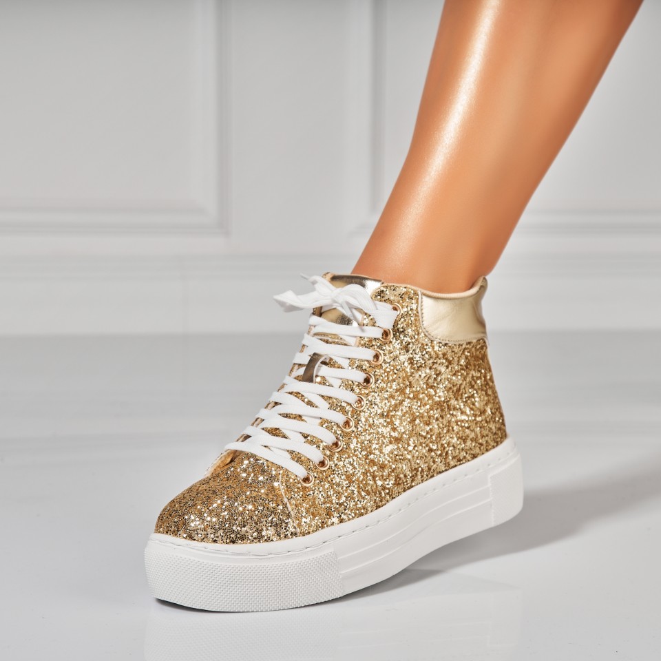 Poze Sneakersi dama Textil Auriu Kasiya