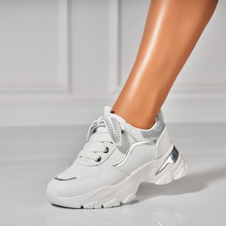 Poze Adidasi Dama Argintii din Piele Ecologica Taja