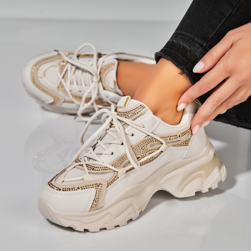 Poze Adidasi Dama Bej din Piele Ecologica Jovie