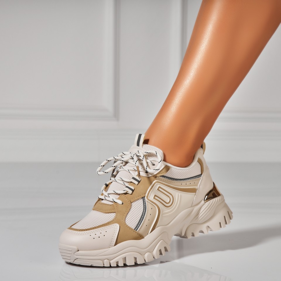 Poze Adidasi Dama Bej din Piele Ecologica Zahlee