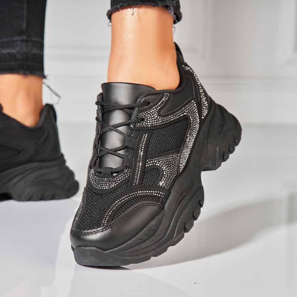 Poze Adidasi Dama Negri din Piele Ecologica Ivana