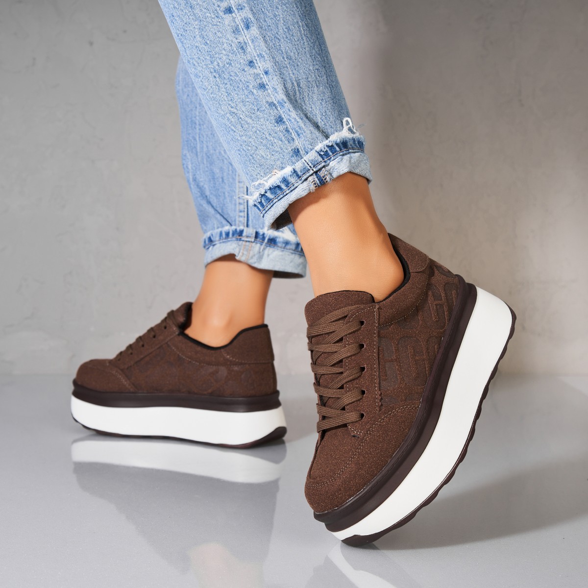 Poze Adidași damă Piele Ecologica Intoarsa Maro Jeslin