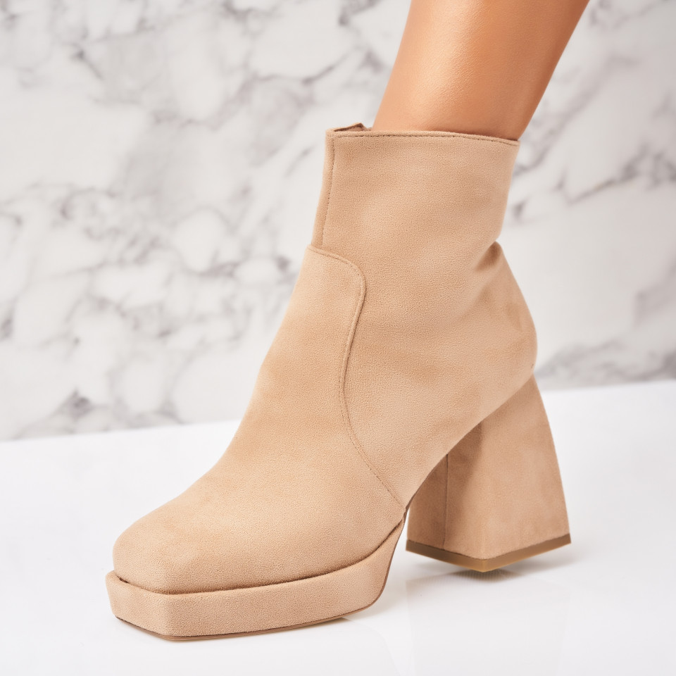 Poze Botine dama Imblanite Kaki din Piele Ecologica Intoarsa Nevelle