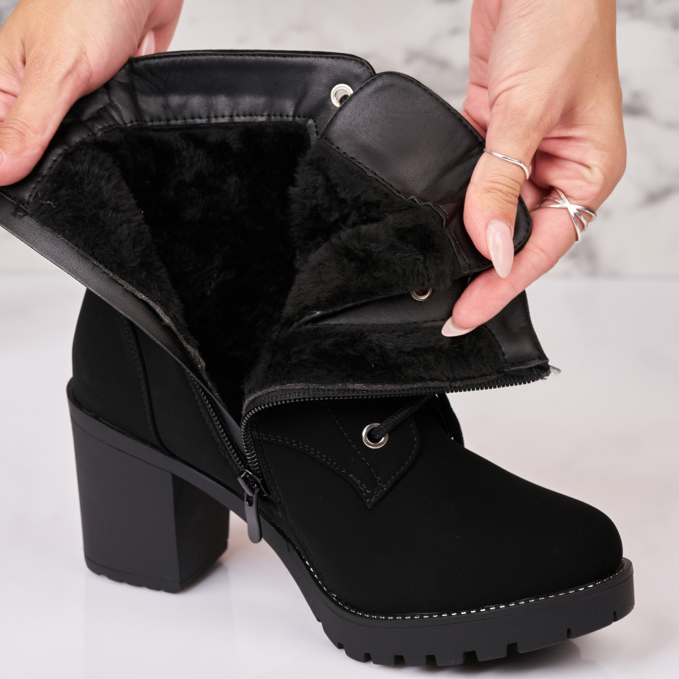 Poze Botine dama Imblanite Negre din Piele Ecologica Intoarsa Urji2