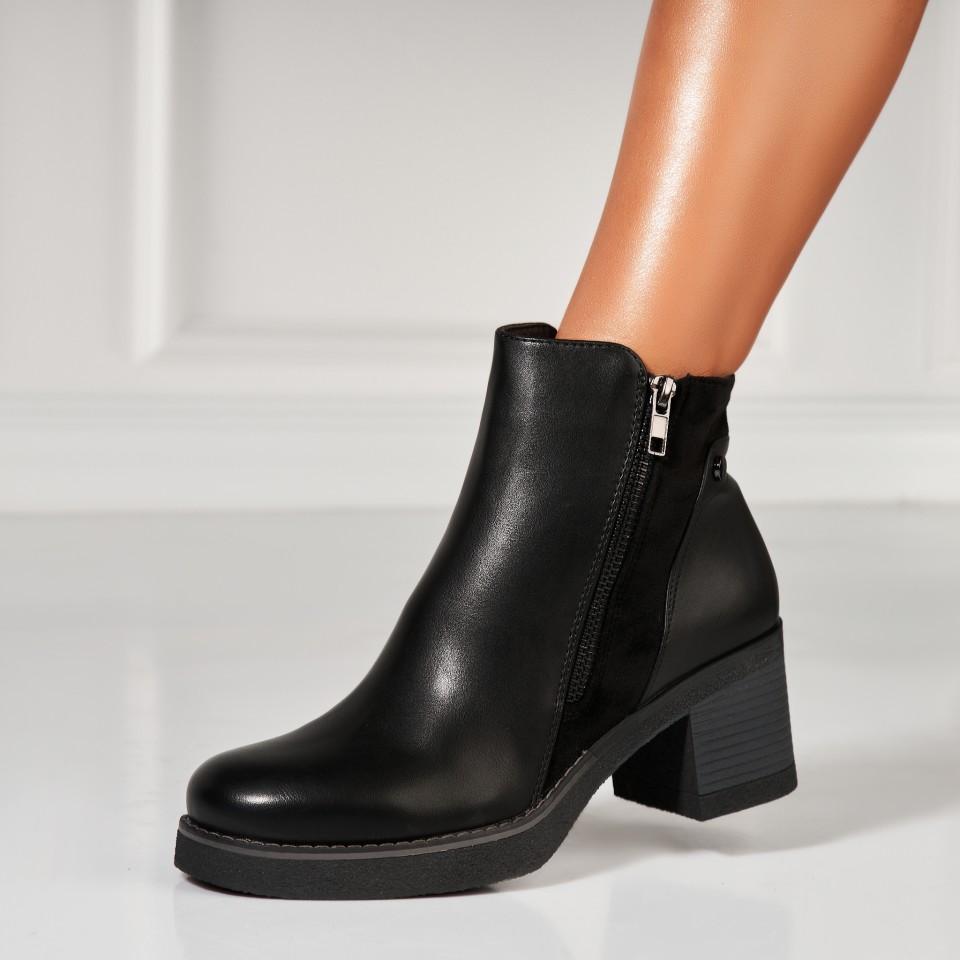 Poze Botine dama Imblanite Negre din Piele Ecologica Jonella