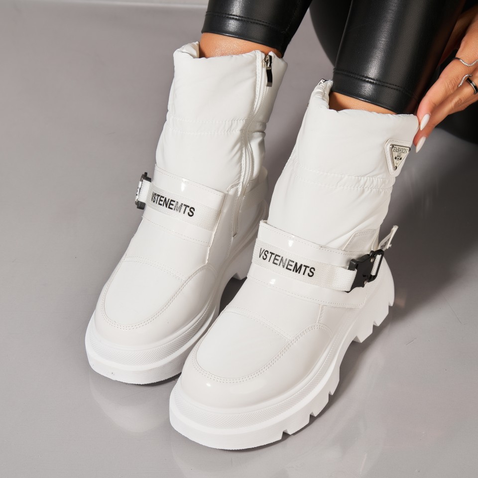 Poze Cizme Dama Imblanite Albe din Fas Karissa