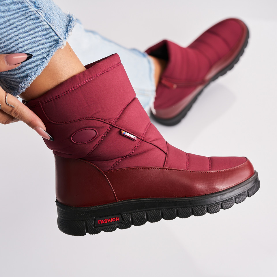 Poze Cizme Dama Imblanite Bordo din Fas Jamaela