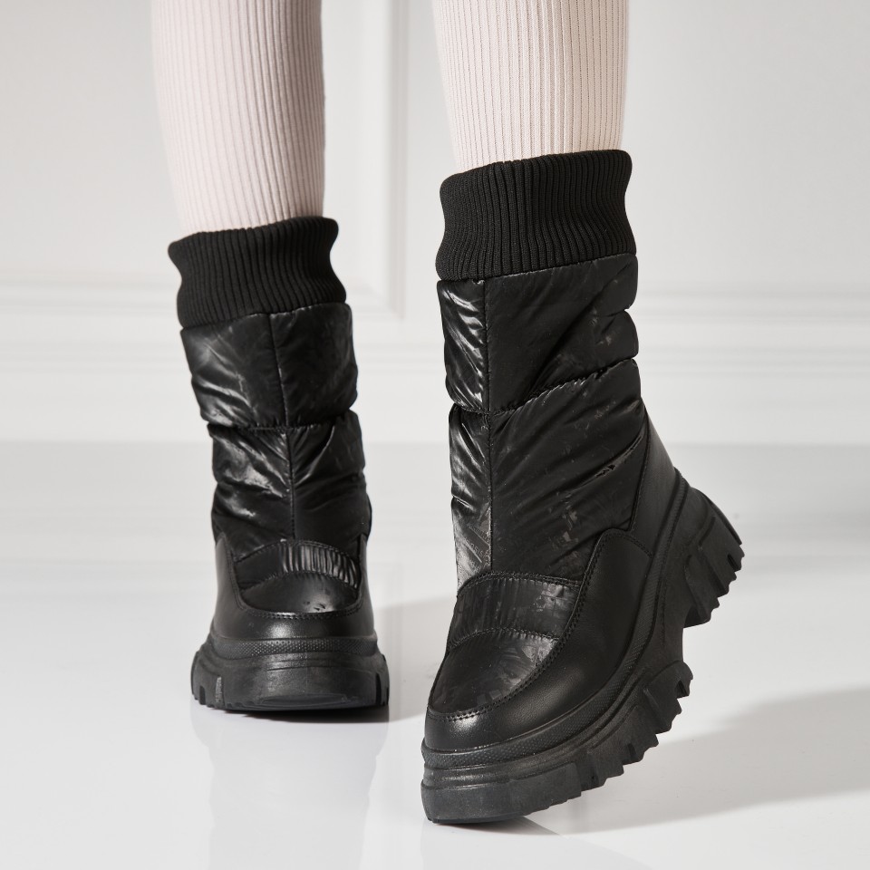 Poze Cizme Dama Imblanite Negre din Piele Ecologica Celina