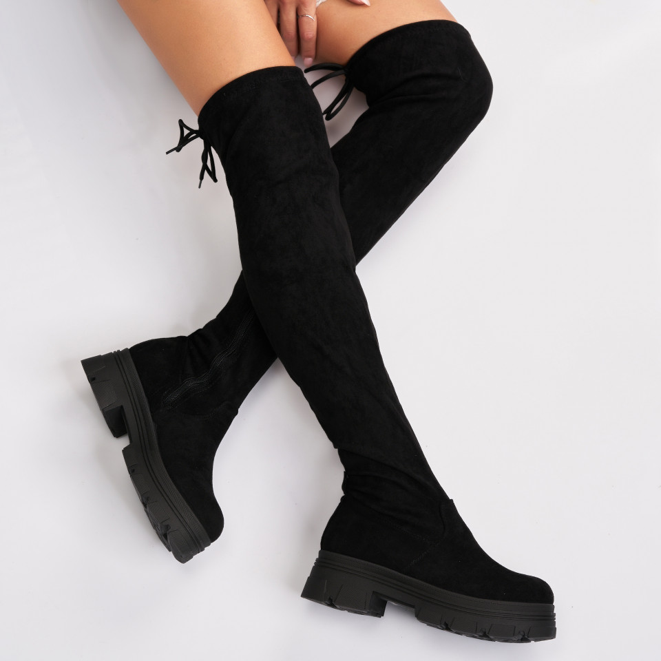 Poze Cizme Iarna Negre din Piele Ecologica Intoarsa Ekleen