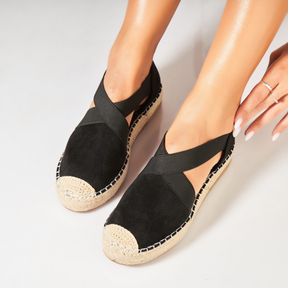 Poze Espadrile dama Negre din Piele Ecologica Intoarsa Sofani