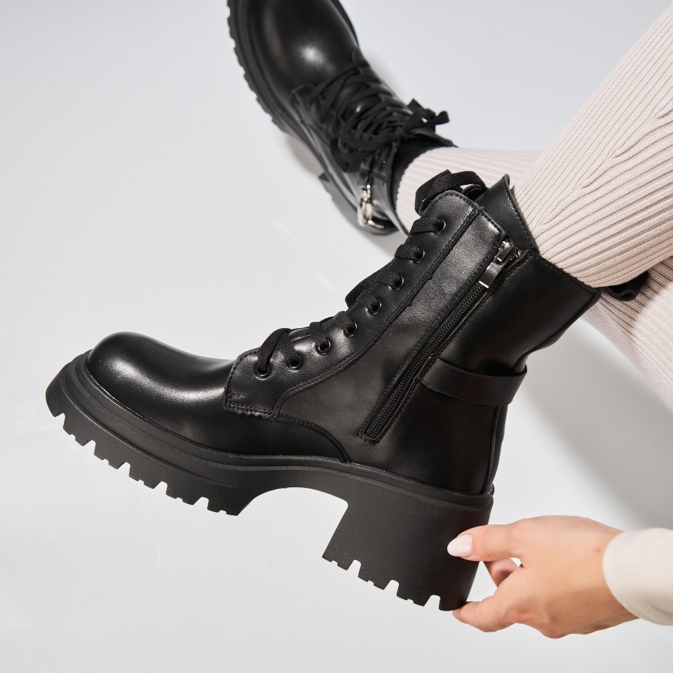 Poze Ghete Dama Imblanite Negre din Piele Ecologica Sury