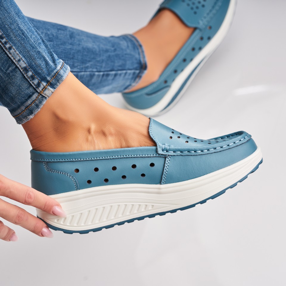 Poze Mocasini dama Piele Naturala Albastri Anzal