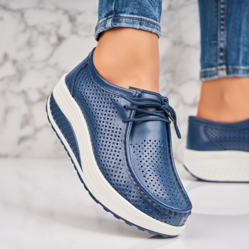 Poze Mocasini dama Piele Naturala Bleumarin Irie