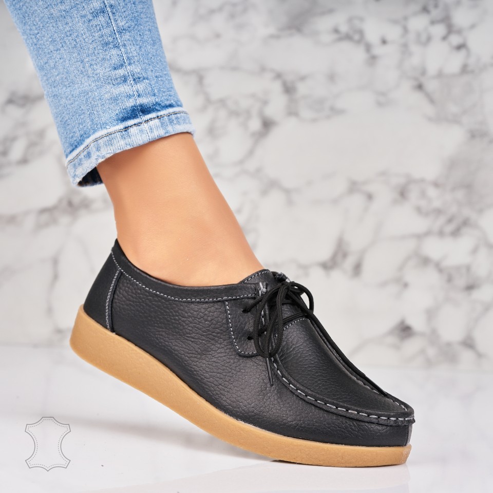 Poze Mocasini dama Piele Naturala Negri Harla