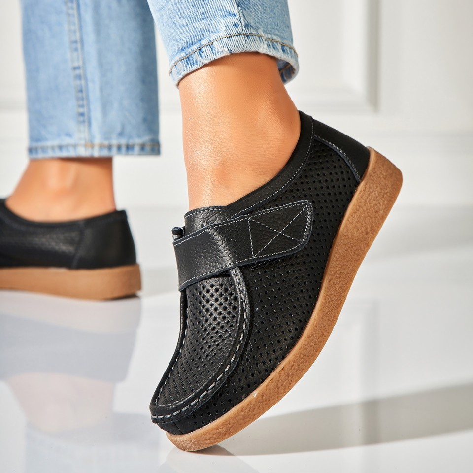 Poze Mocasini dama Piele Naturala Negri Takari