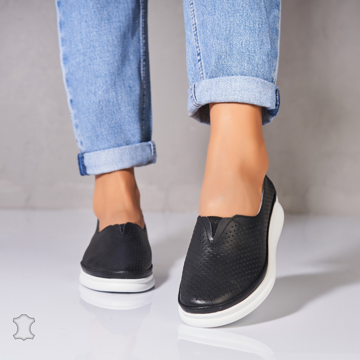 Poze Mocasini dama Piele Naturala Negri Zyere