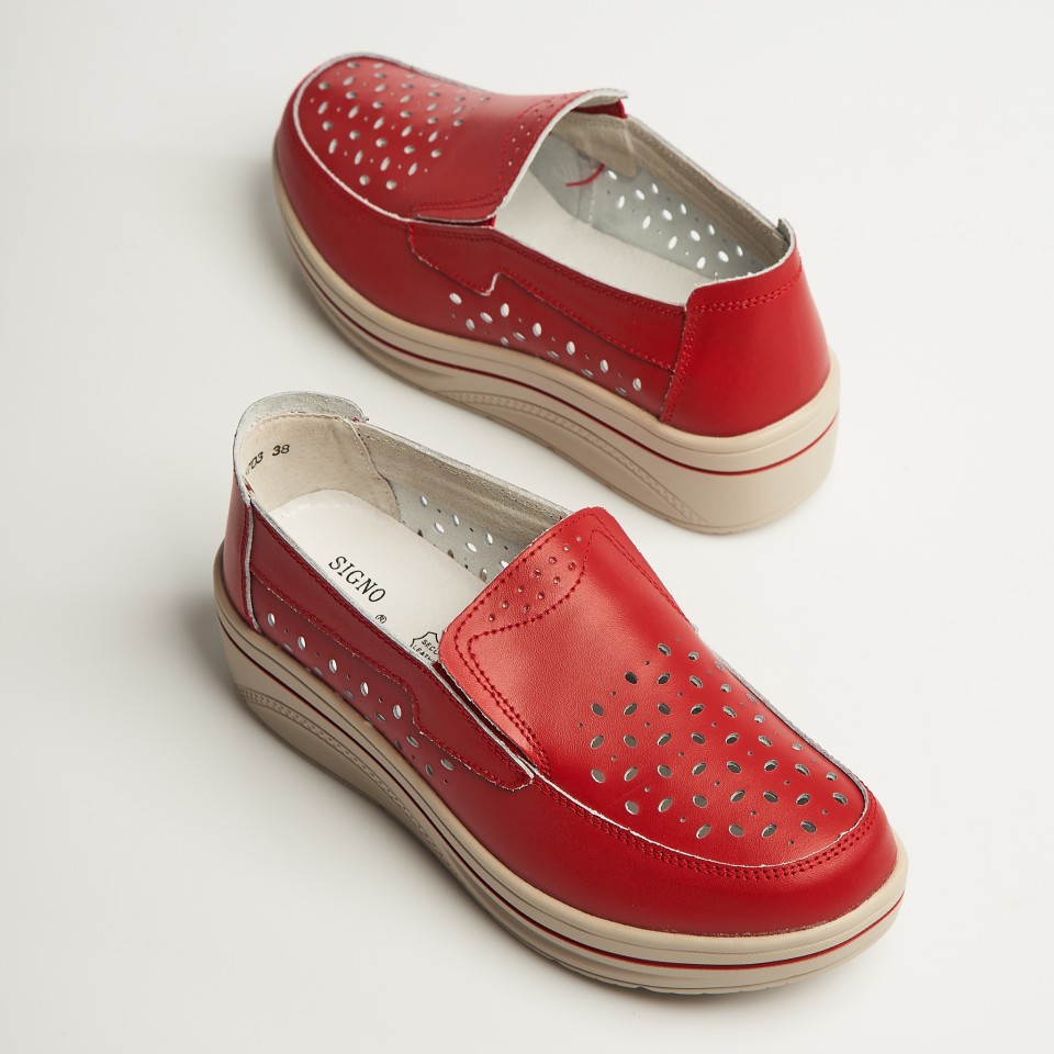 Poze Mocasini dama Piele Naturala Rosii Nazari