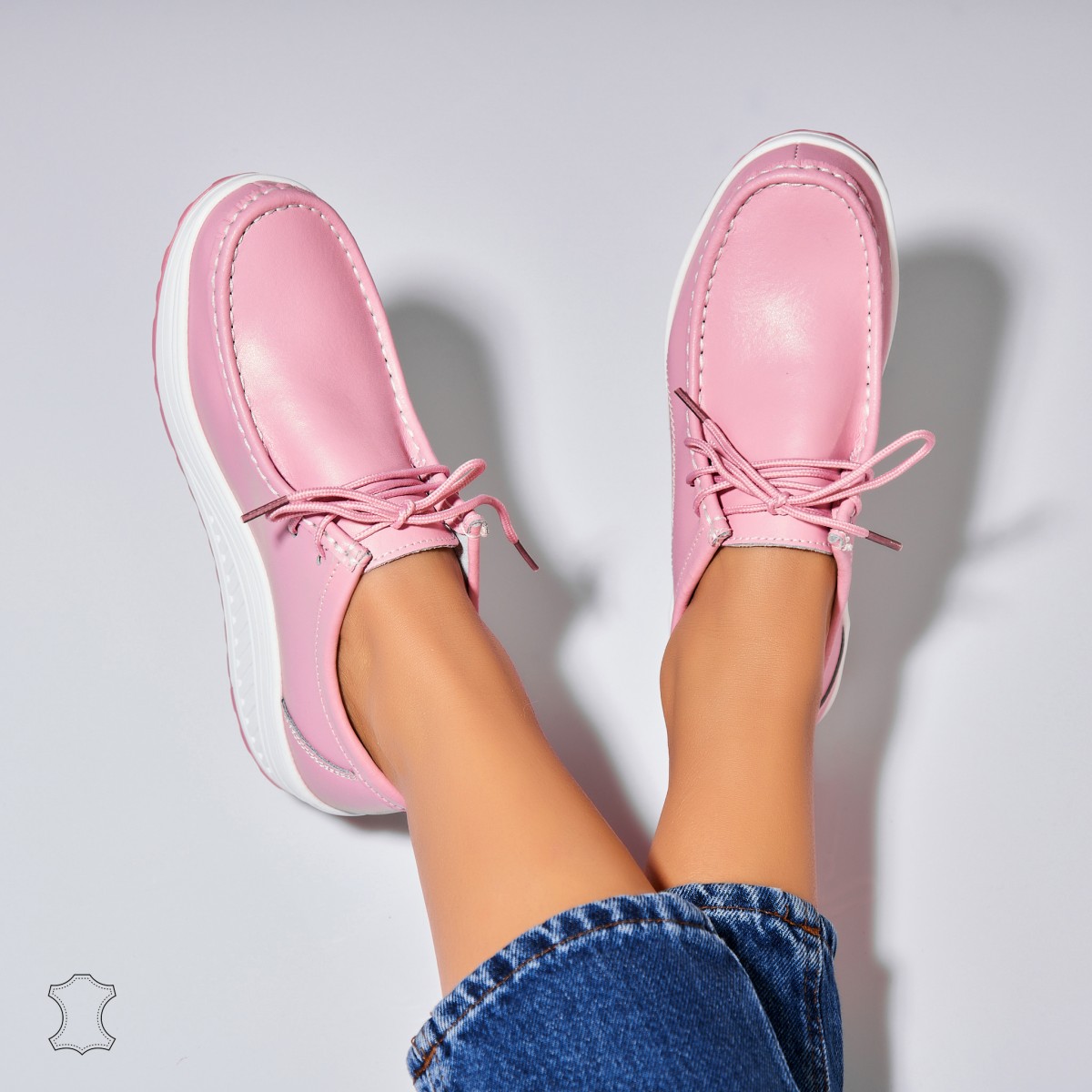 Poze Mocasini dama Piele Naturala Roz Judea