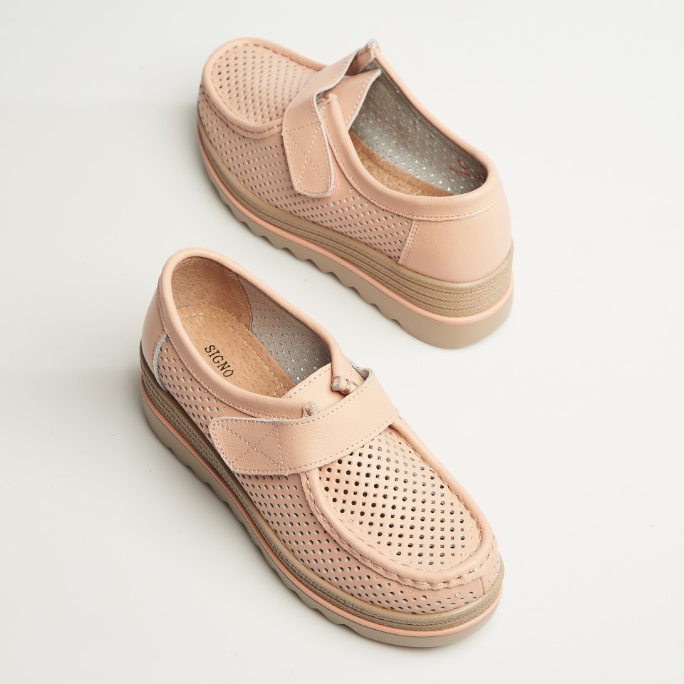 Poze Mocasini dama Piele Naturala Roz Kya