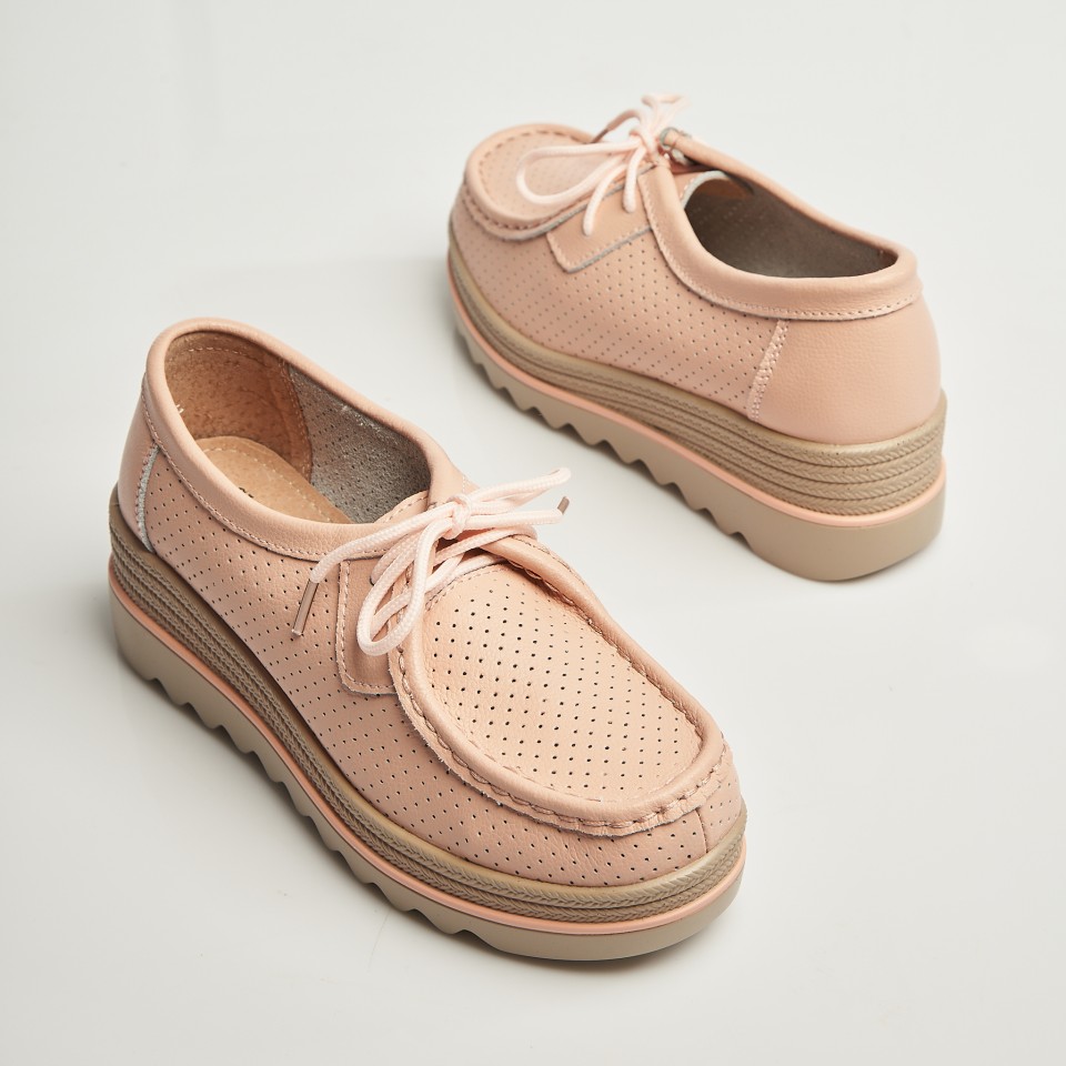 Poze Mocasini dama Piele Naturala Roz Maive