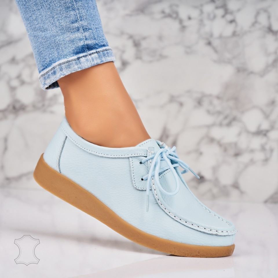 Poze Mocasini dama Piele Naturala Turcoaz Harla