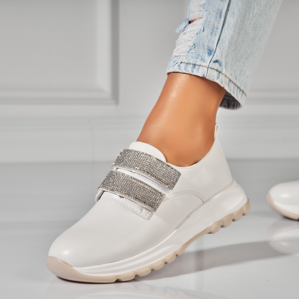 Poze Pantofi dama casual Albi din Piele Ecologica Alaia