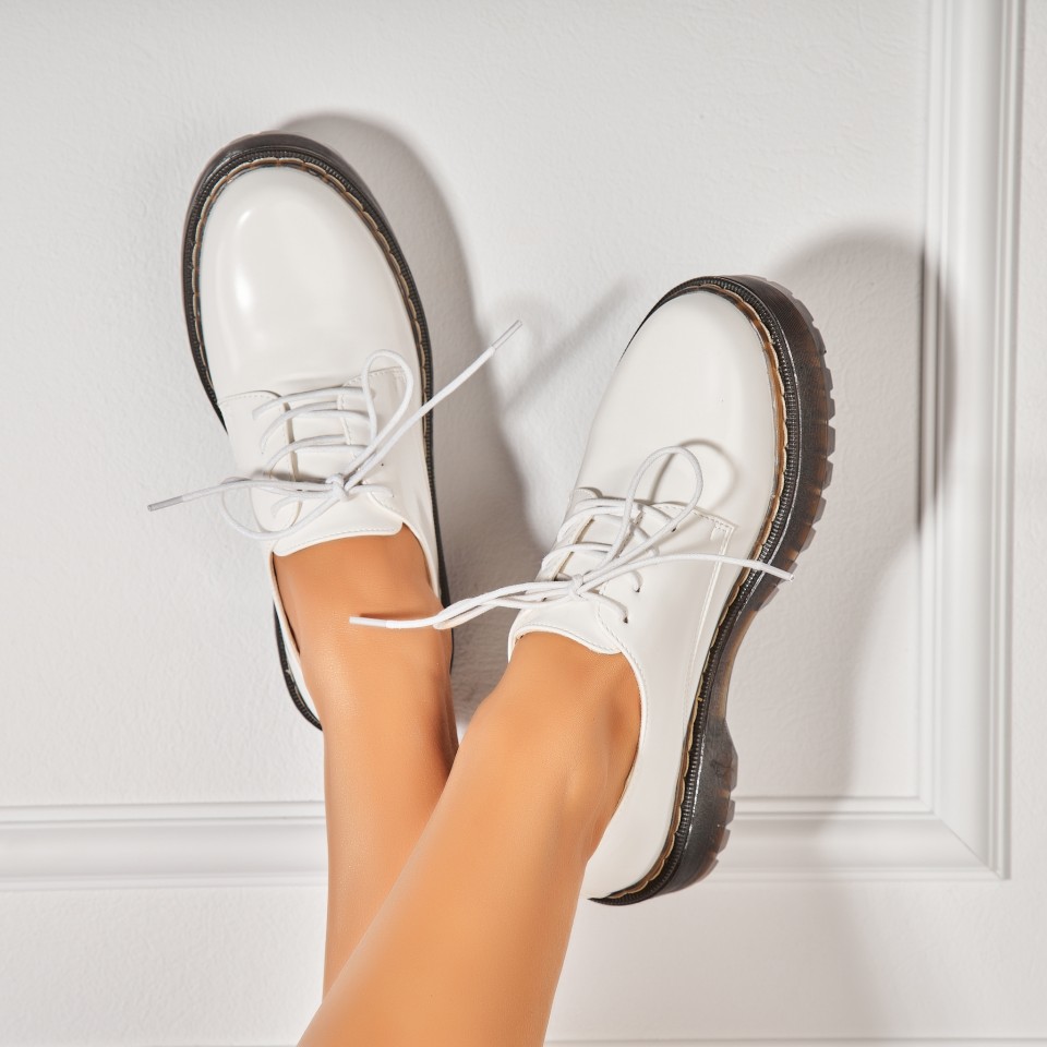 Poze Pantofi dama casual Albi din Piele Ecologica Bradyn