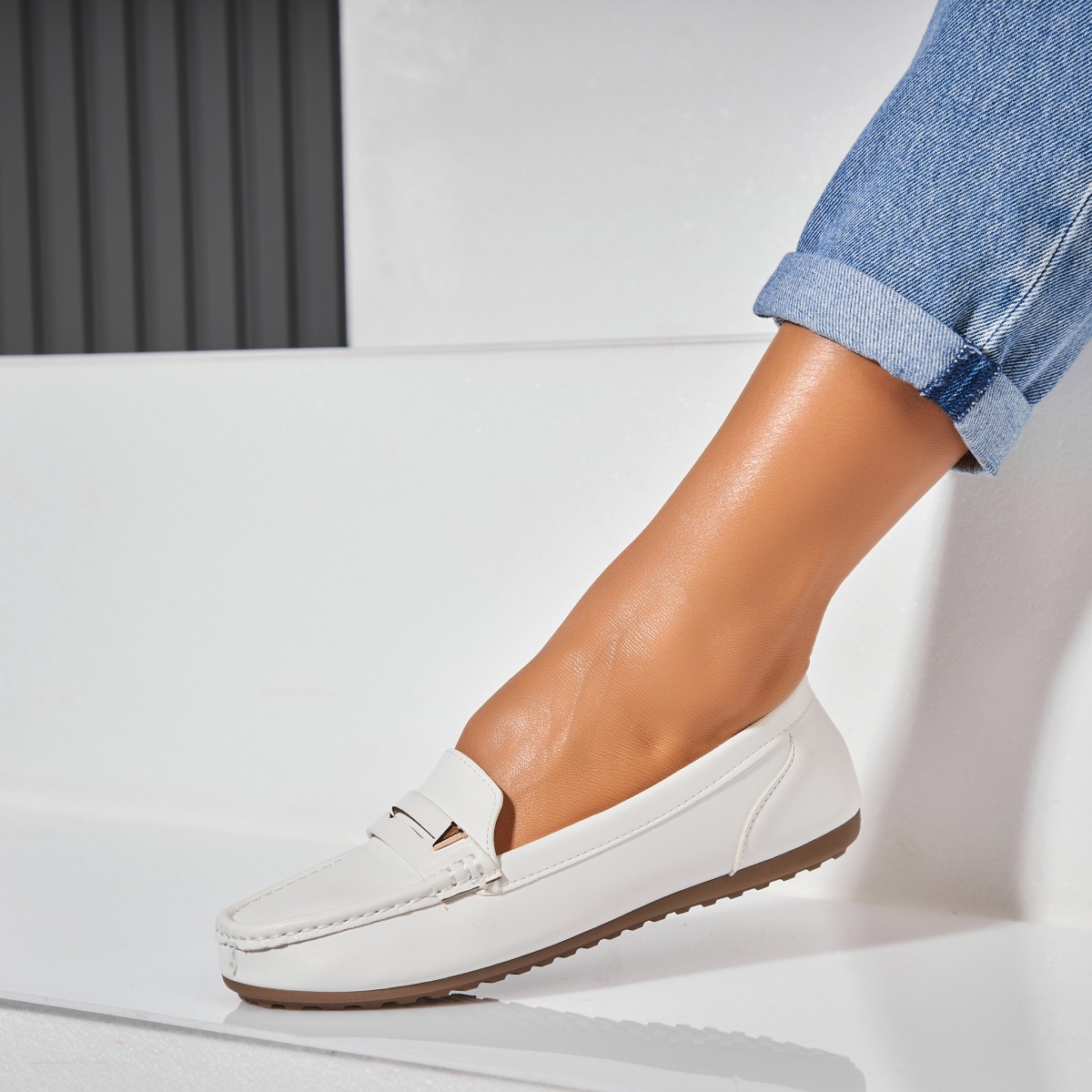 Poze Pantofi dama casual Albi din Piele Ecologica Jaxel