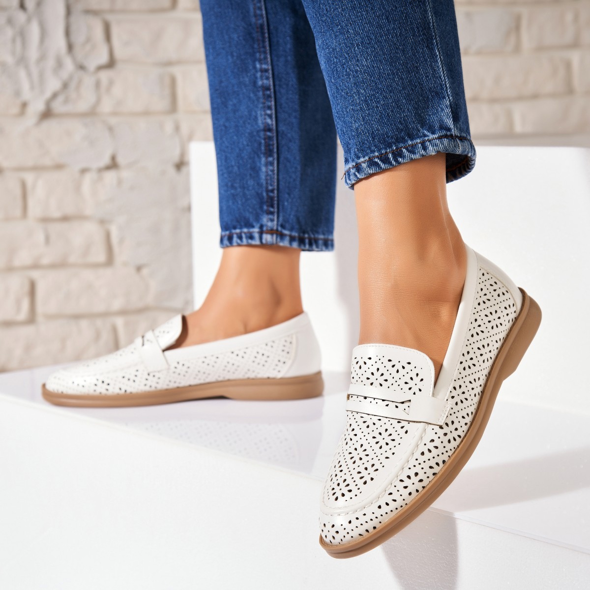 Poze Pantofi dama casual Albi din Piele Ecologica Syler